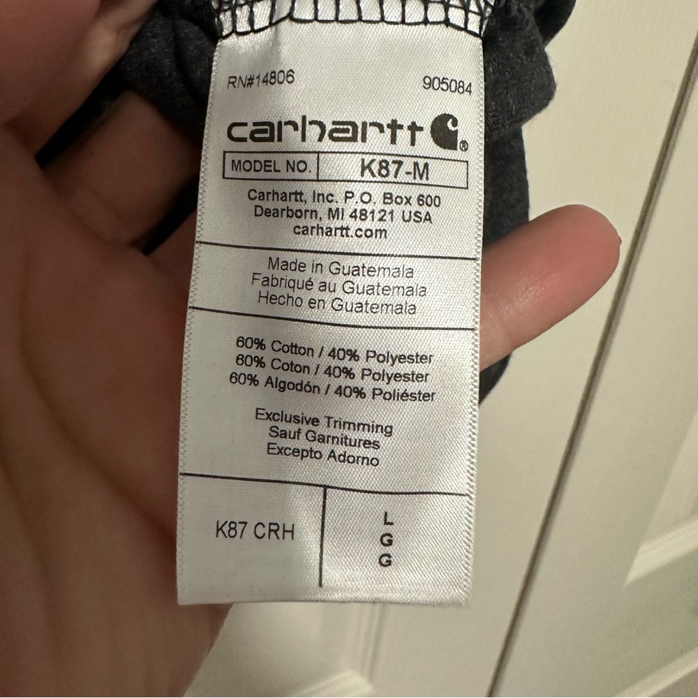 Carhartt Loose Fit Heavyweight Short Sleeve Pocket T-Shirt Dark Gray Large K87 - Picture 6 of 8